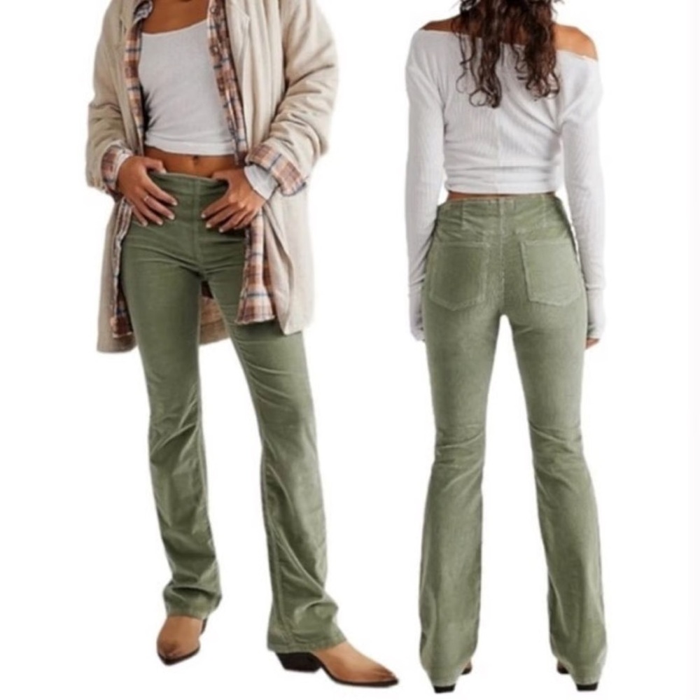 Free People Sage Green Flare Pants
